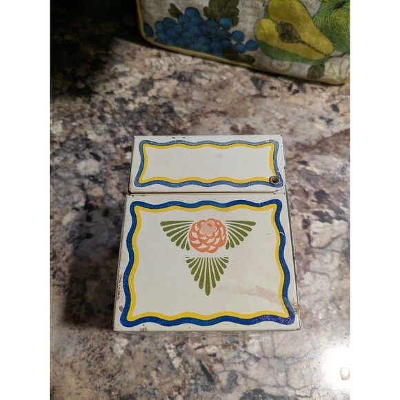 Vintage White Ohio Art Co Tin Litho Recipe Box Metal Toleware PA Dutch Grandma - Picture 6 of 11